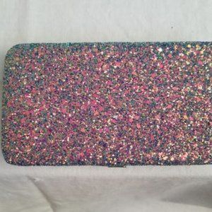 Clutch -Iridescent sparkle pink/silver